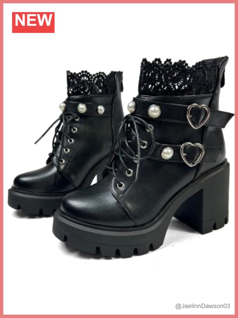 Goth Platform Combat Boots Women Bat Chunky High Heeled Ankle Boot